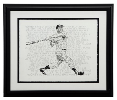 Mickey Mantle "18 World Series Home Runs" 16" x 20" Original Pen-and-Ink Artwork by Daniel Duffy